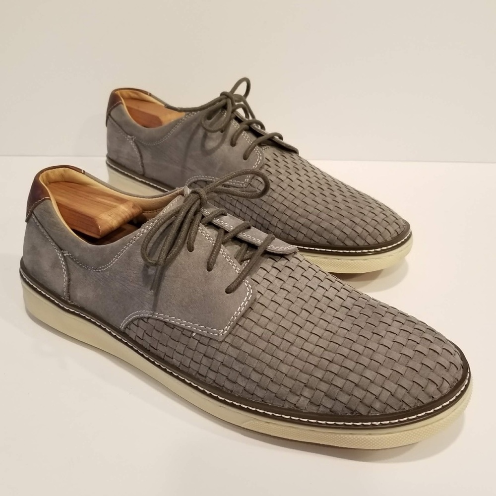 JOHNSTON & MURPHY McGuffey Woven Plain Toe Oxfords Mens Shoe Size 12 Gray Nubuck